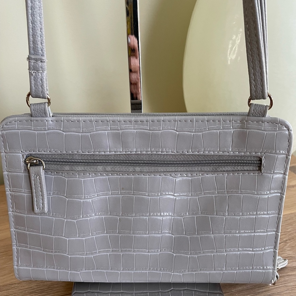 TAUPE GREY TRAVEL ORGANIZER CROSSBODY PURSE - Picture 7 of 16